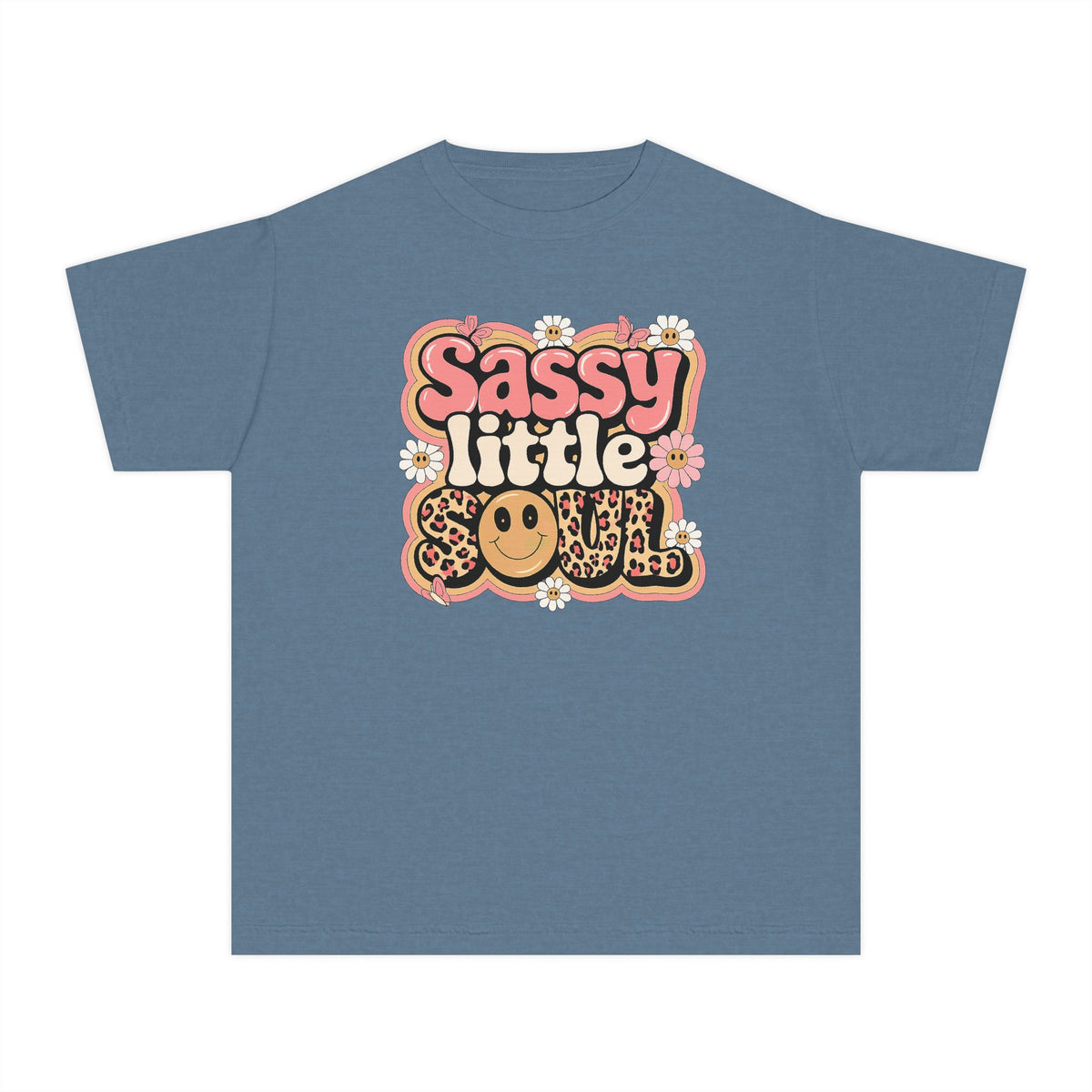 Youth Tee — "Sassy Little Soul" Retro Smiley Graphic
