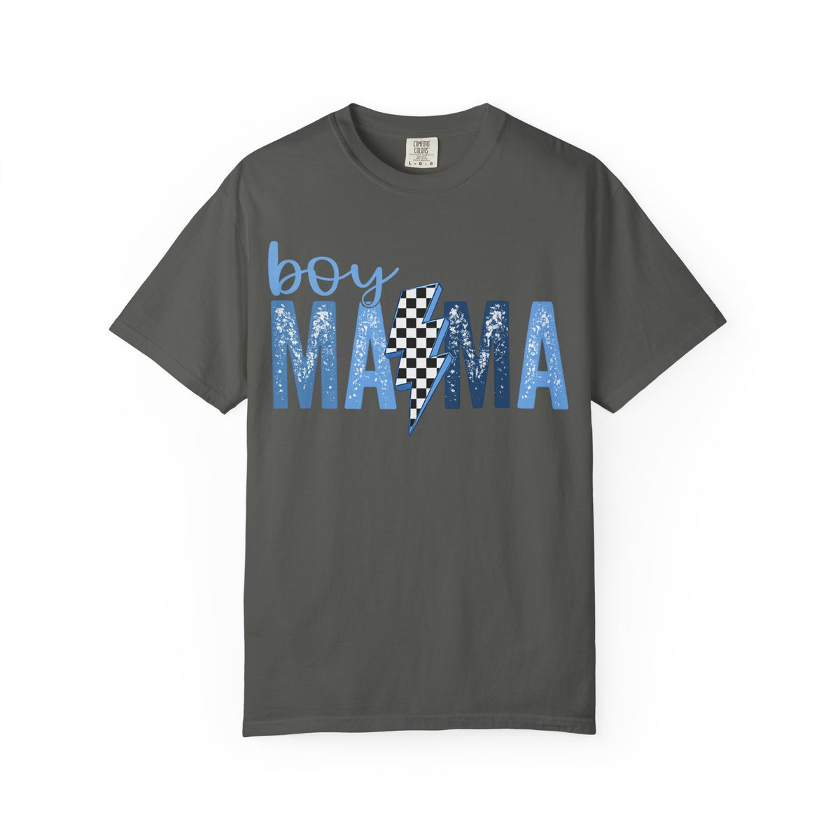 Boy Mama Lightning Bolt T-Shirt — Vintage Blue Mom Tee