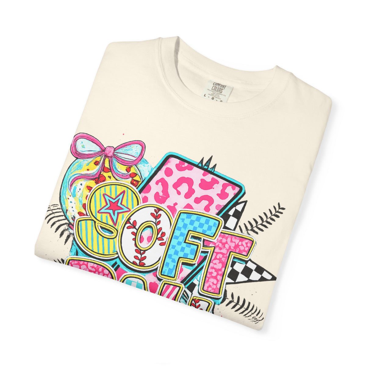 Softball Graphic T-Shirt — Colorful 'Softball' Pop Art Design