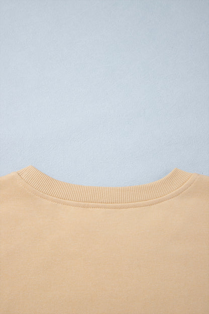 Parchment Solid Color Long Sleeve Top Split Skort 2pcs Outfit