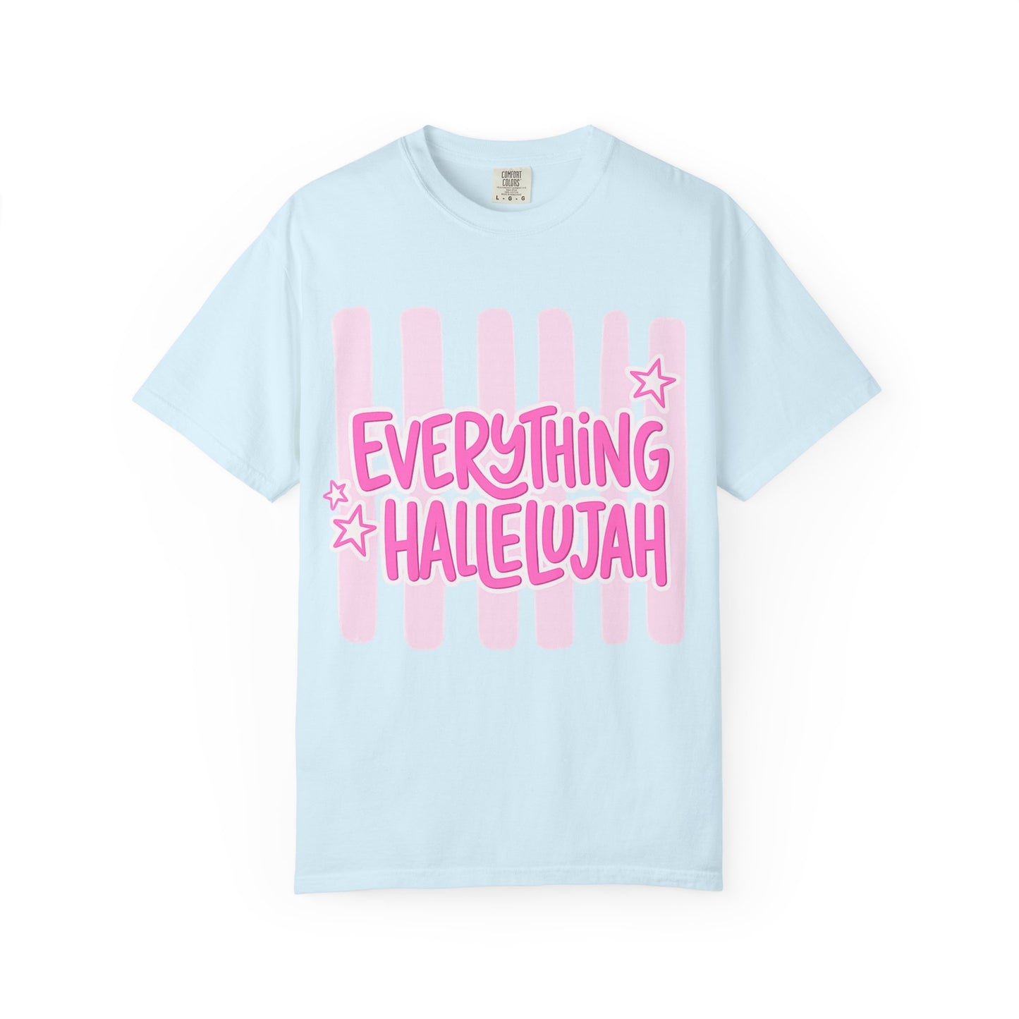 Everything Hallelujah T-Shirt — Pink Retro Stripe Graphic Tee