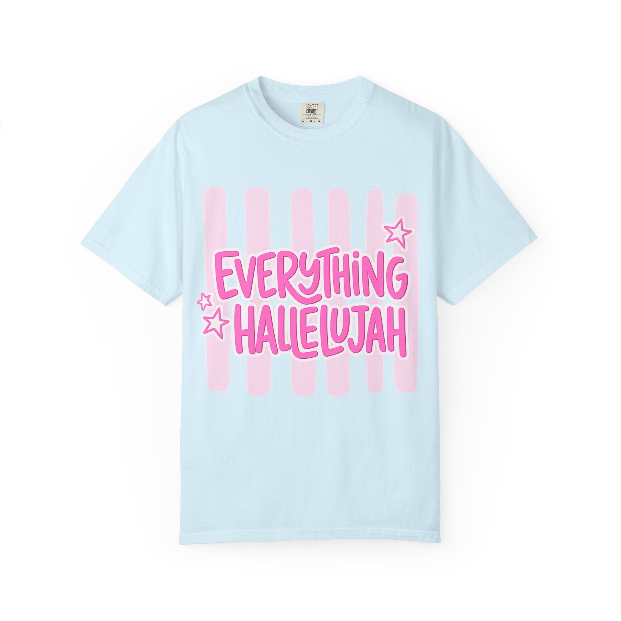Everything Hallelujah T-Shirt — Pink Retro Stripe Graphic Tee
