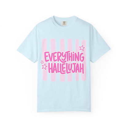 Everything Hallelujah T-Shirt — Pink Retro Stripe Graphic Tee