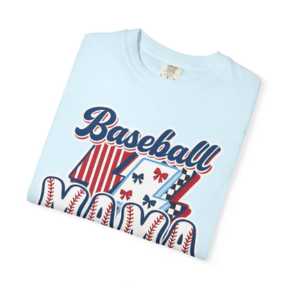 Baseball Mama T-Shirt — Retro Red & Blue Patriotic Graphic Tee
