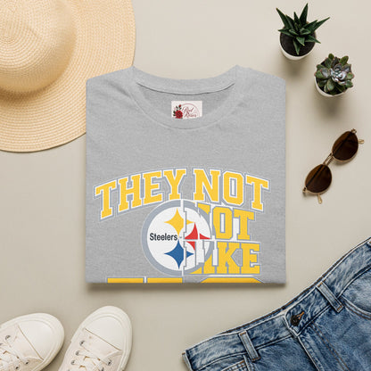 They Not Like Us Steelers T-Shirt — Vintage Yellow NFL Fan Tee