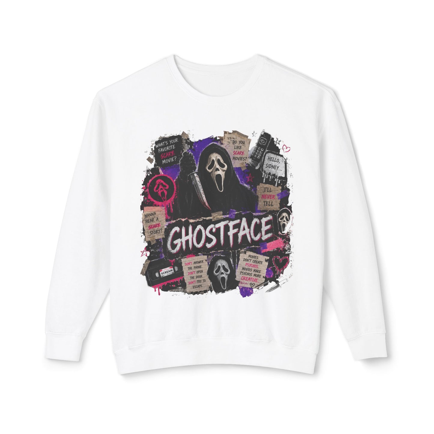 Ghostface Crewneck Sweatshirt – Halloween Horror Mask Graphic