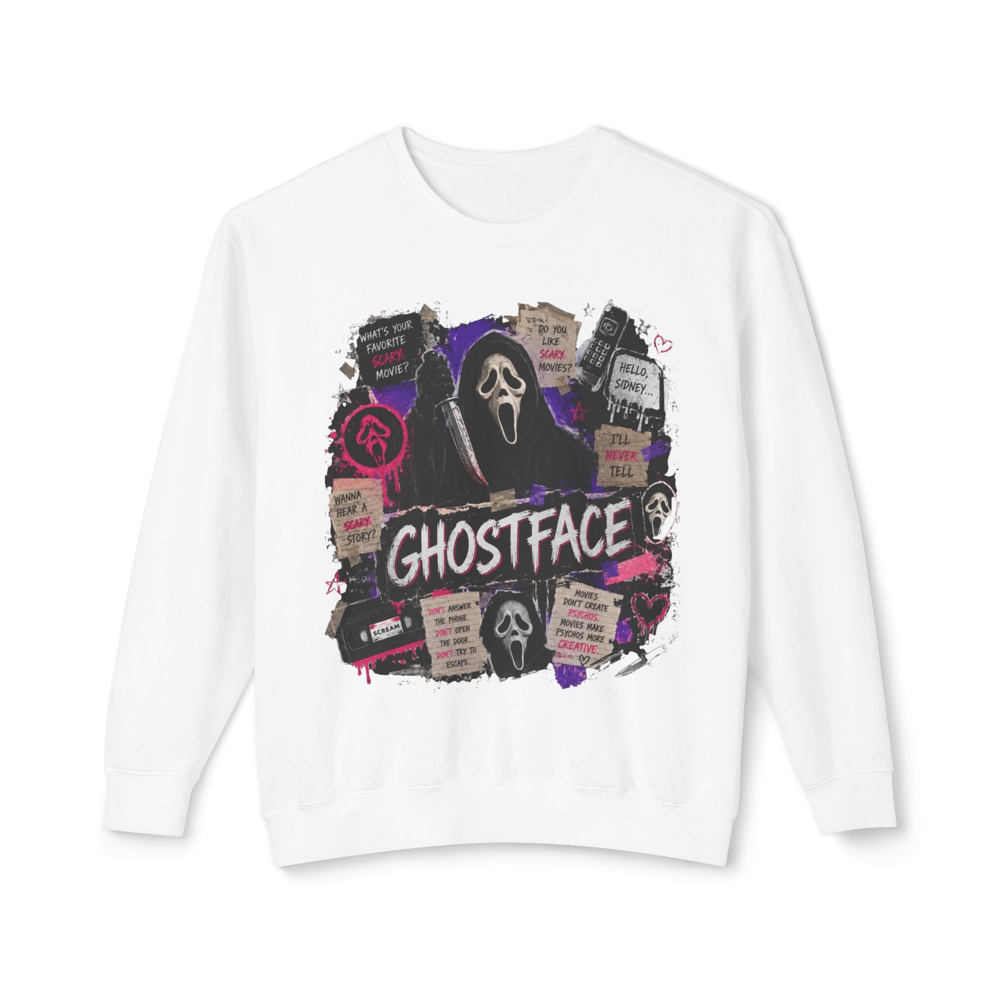 Ghostface Crewneck Sweatshirt – Halloween Horror Mask Graphic