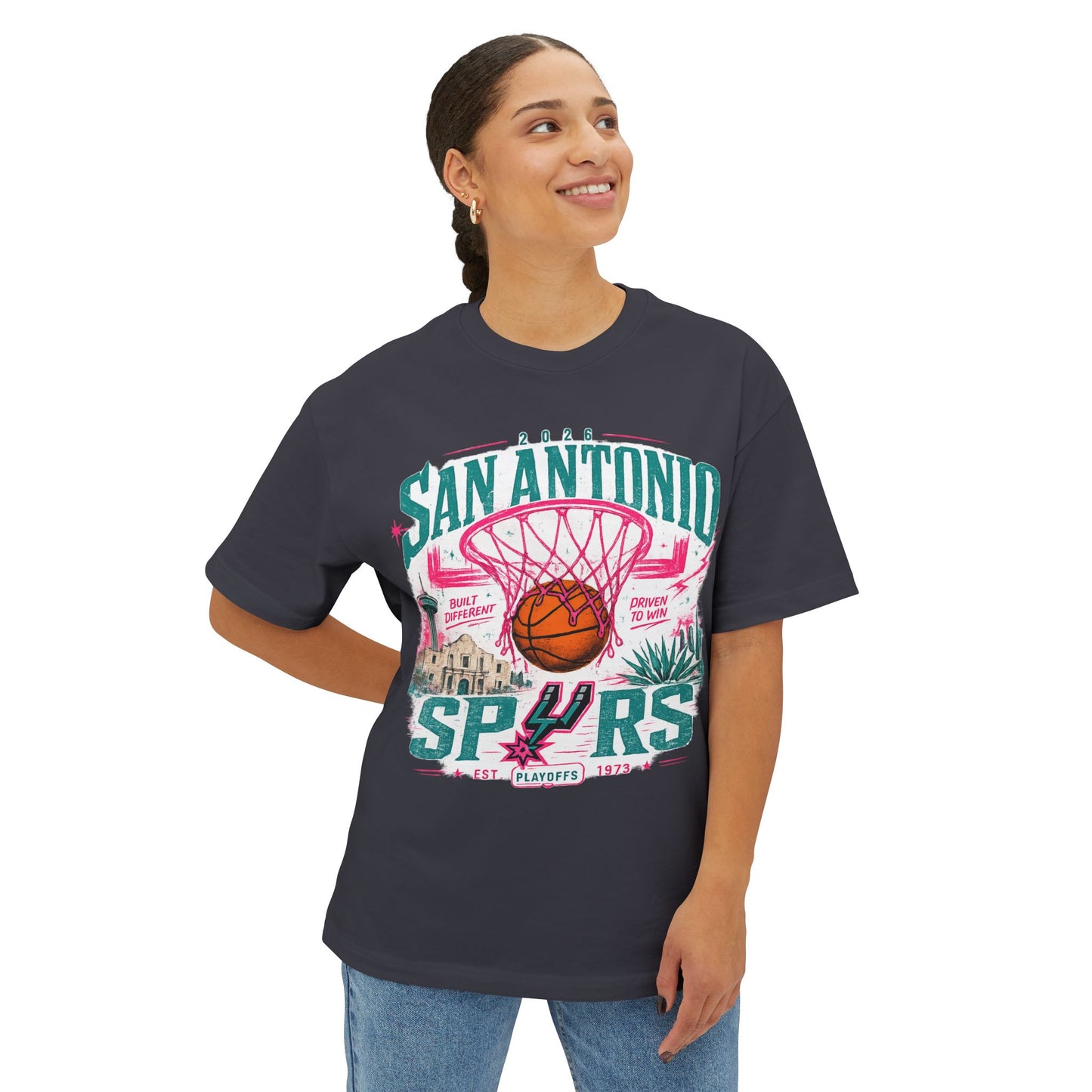 San Antonio Spurs Basketball Tee — Retro Hoop City Graphic
