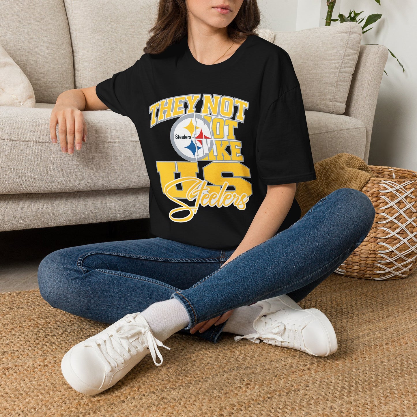 They Not Like Us Steelers T-Shirt — Vintage Yellow NFL Fan Tee