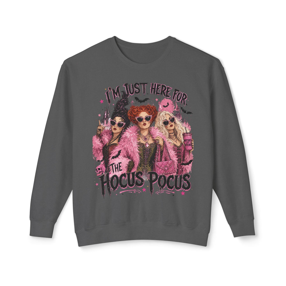 Hocus Pocus Crewneck Sweatshirt – "I'm Just Here for the Hocus Pocus" Halloween Pullover