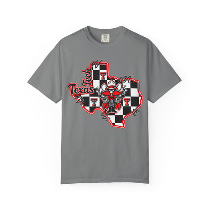 Texas Checkered Bull T-Shirt — Retro Cowboy State Graphic Tee