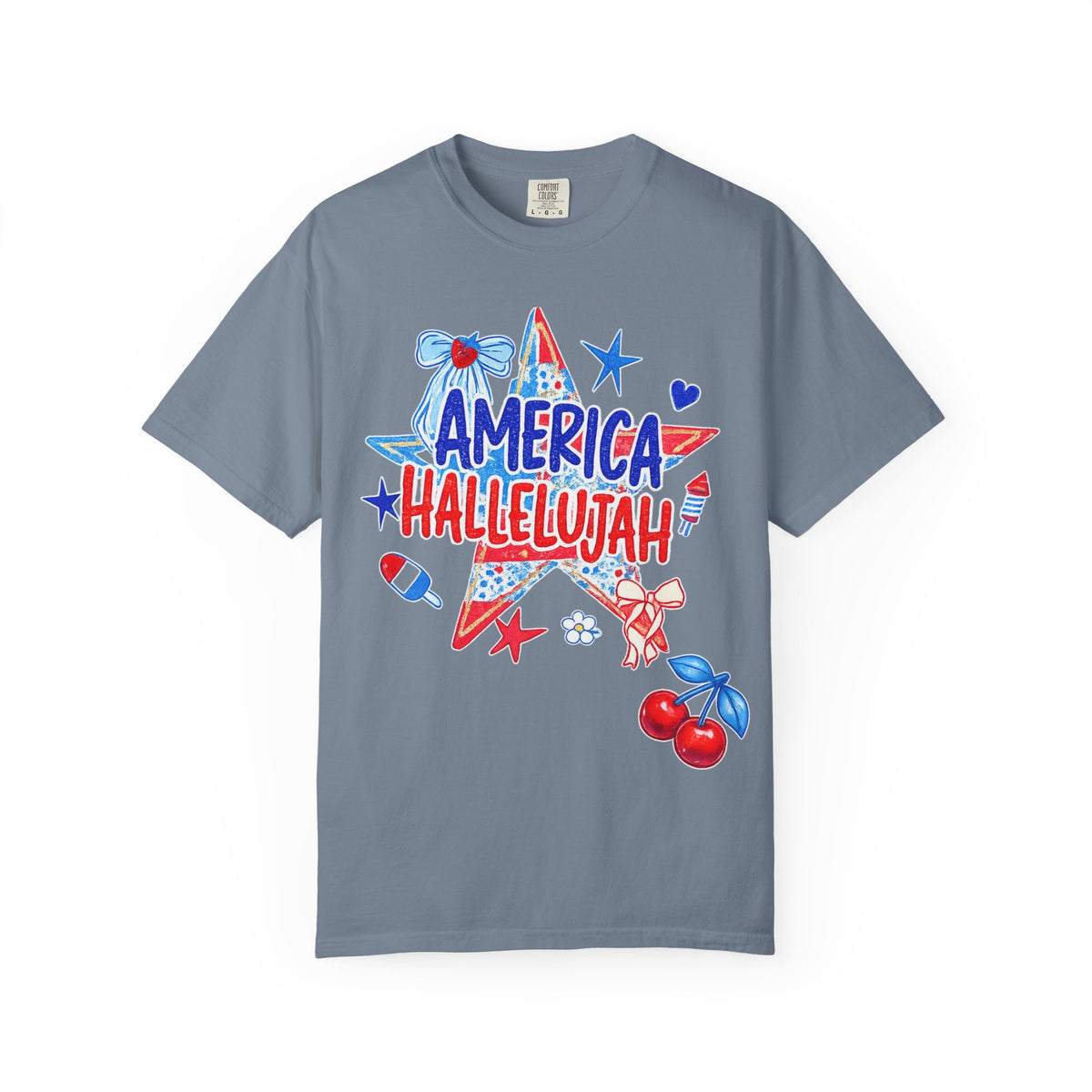America Hallelujah T-Shirt — Patriotic 4th of July Tee with Red, White & Blue Stars
