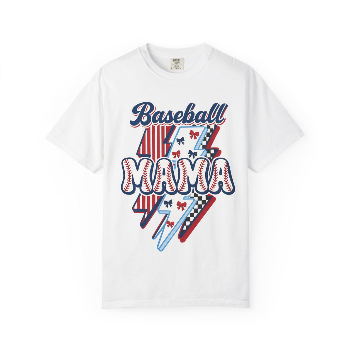 Baseball Mama T-Shirt — Retro Red & Blue Patriotic Graphic Tee