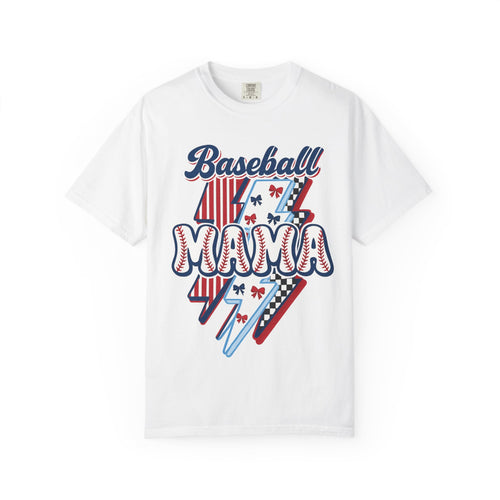 Baseball Mama T-Shirt — Retro Red & Blue Patriotic Graphic Tee