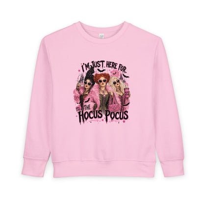 Toddler Sweatshirt — "I'm Just Here for the Hocus Pocus" Halloween Kids Pullover