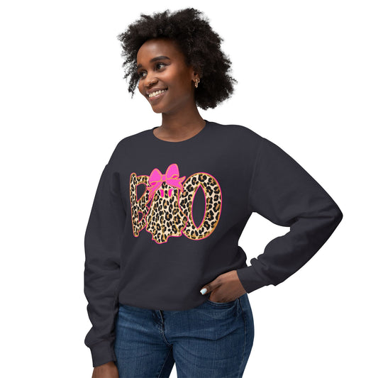 Leopard Print "Boo" Halloween Sweatshirt with Pink Bow