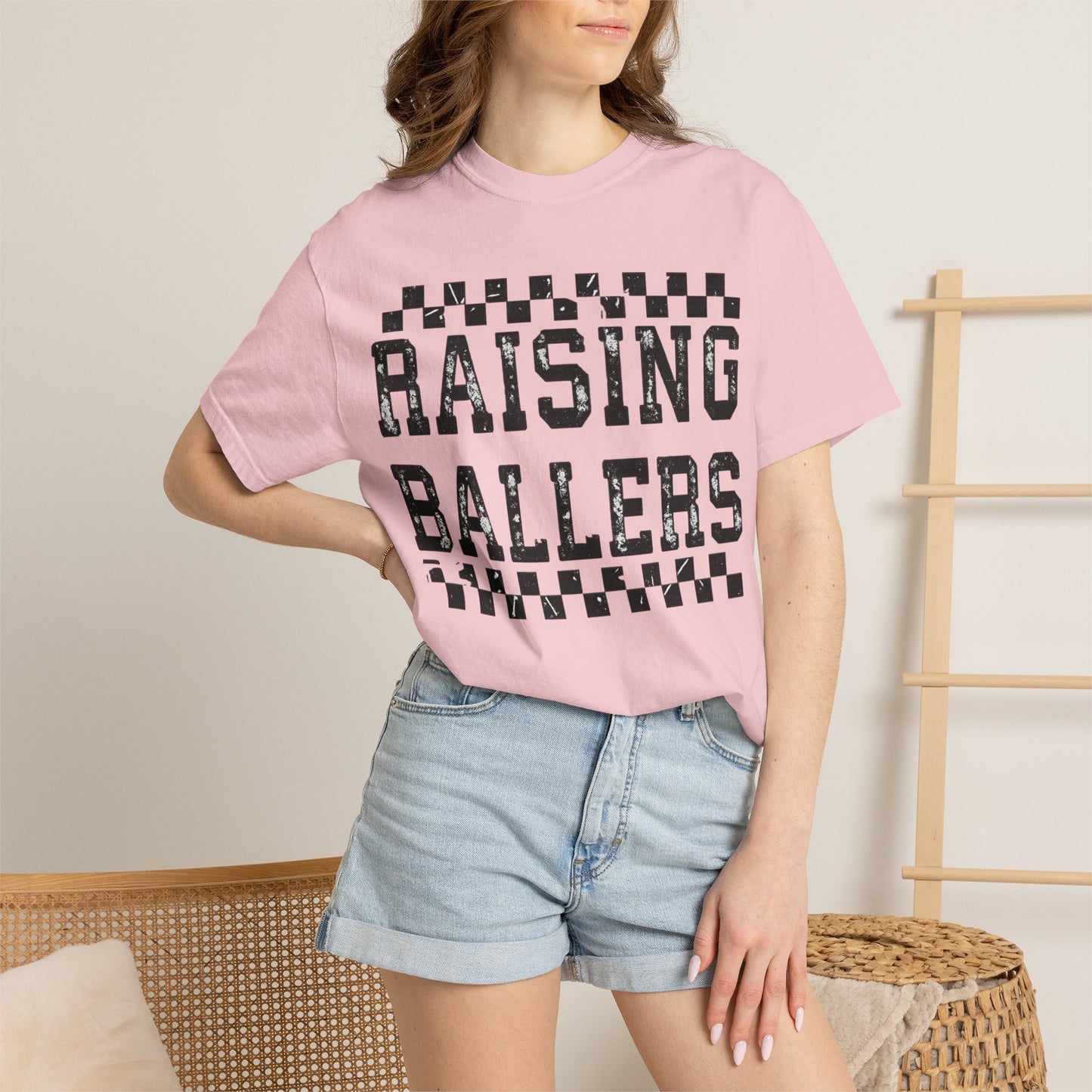 Raising Ballers T-Shirt — Vintage Checkerboard Kids Basketball Parent Tee