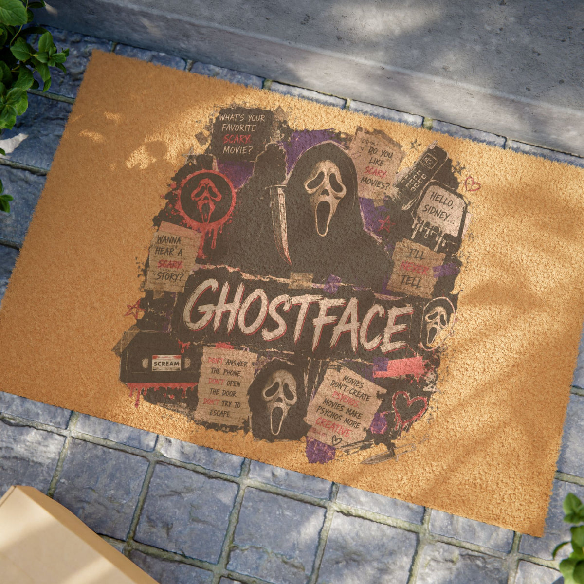 Ghostface Halloween Doormat — Horror Movie Welcome Mat