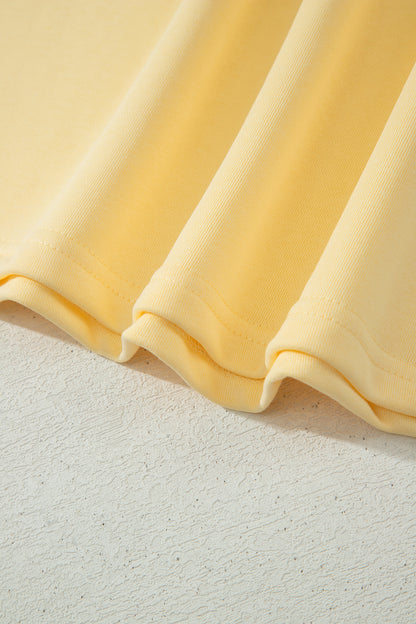 Yellow  Eyelet Lace Patchwork Sleeve Short 2pcs Outfit
