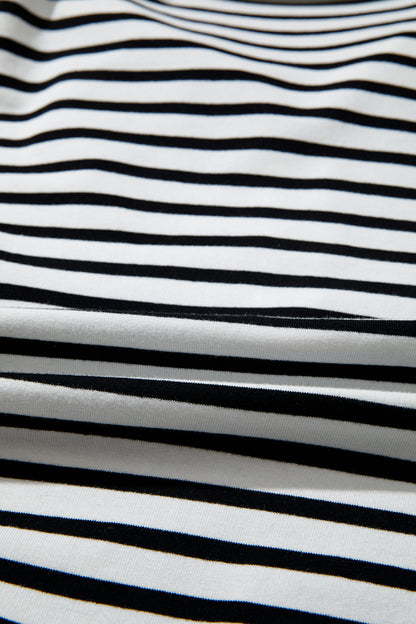 White Stripe Striped Colorblock V Neck Long Sleeve Shift Plus Size Blouse