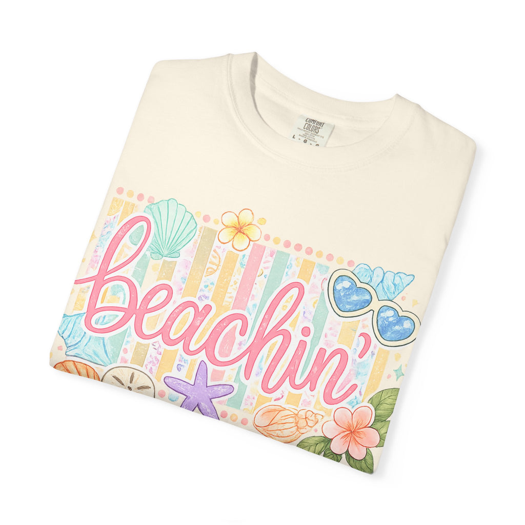 Beachin' T-Shirt — Tropical Summer Graphic Tee with Seashells & Sunglasses