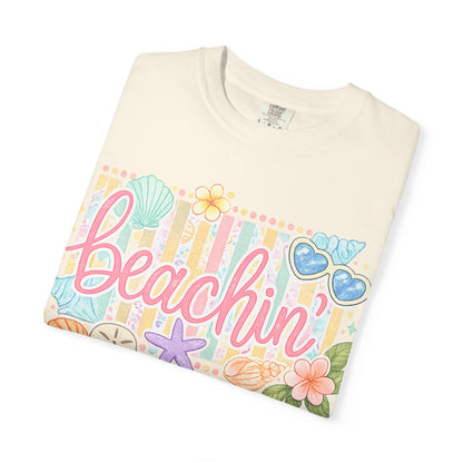 Beachin' T-Shirt — Tropical Summer Graphic Tee with Seashells & Sunglasses