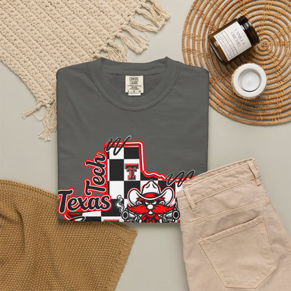 Texas Checkered Bull T-Shirt — Retro Cowboy State Graphic Tee