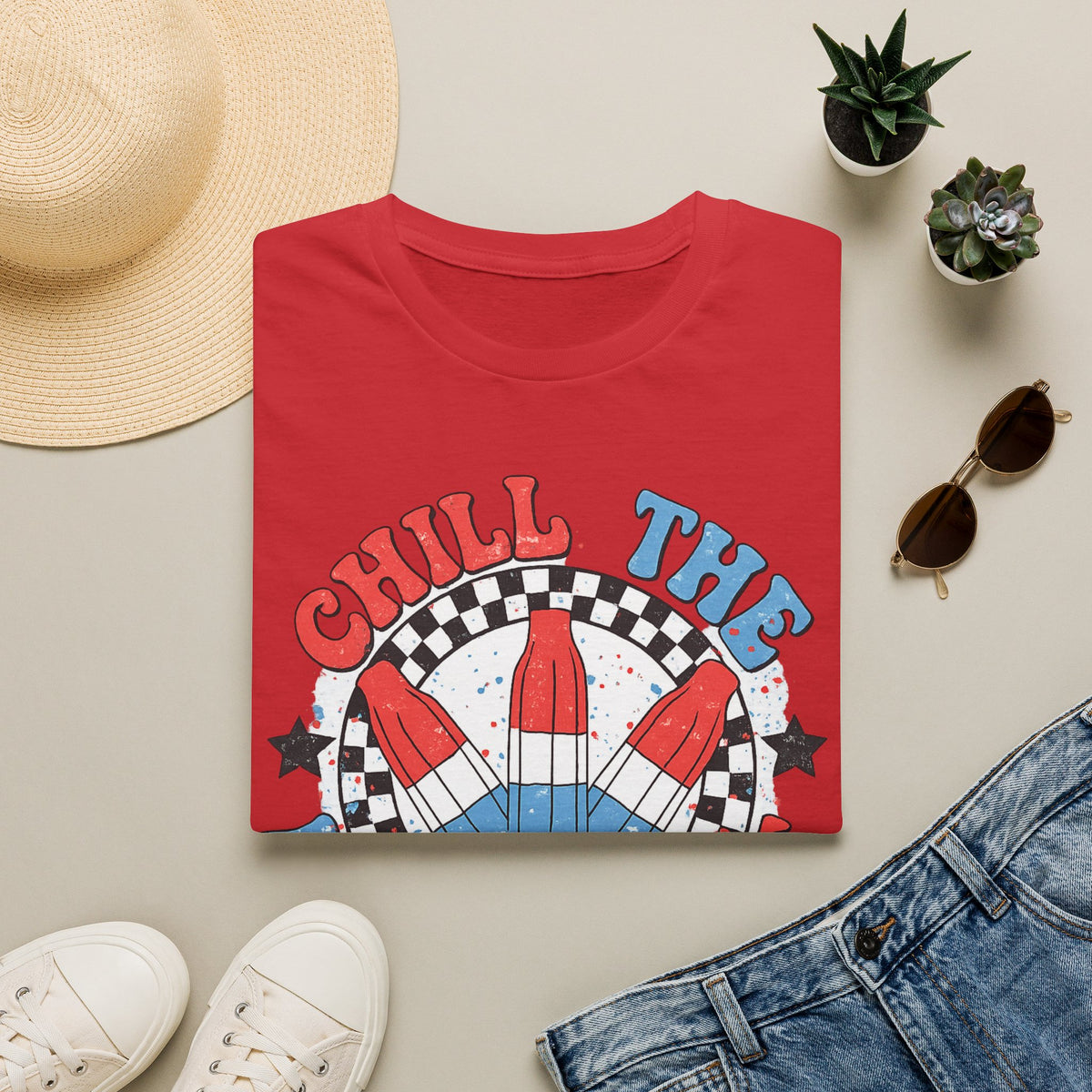Chill the Fourth Out T‑Shirt — Retro Patriotic Firecracker Graphic Tee