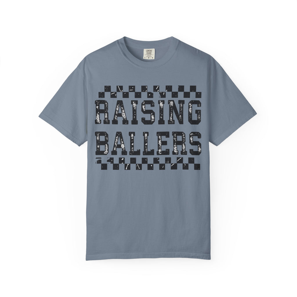Raising Ballers T-Shirt — Vintage Checkerboard Kids Basketball Parent Tee