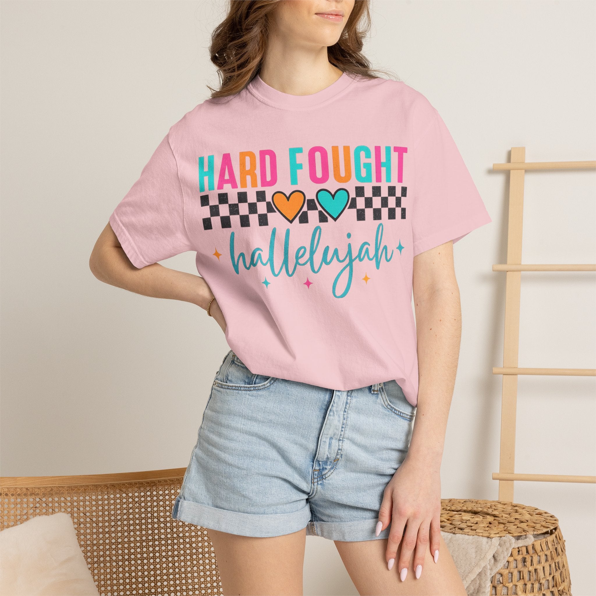 Hard Fought Hallelujah T-Shirt — Inspirational Retro Heart Graphic Tee