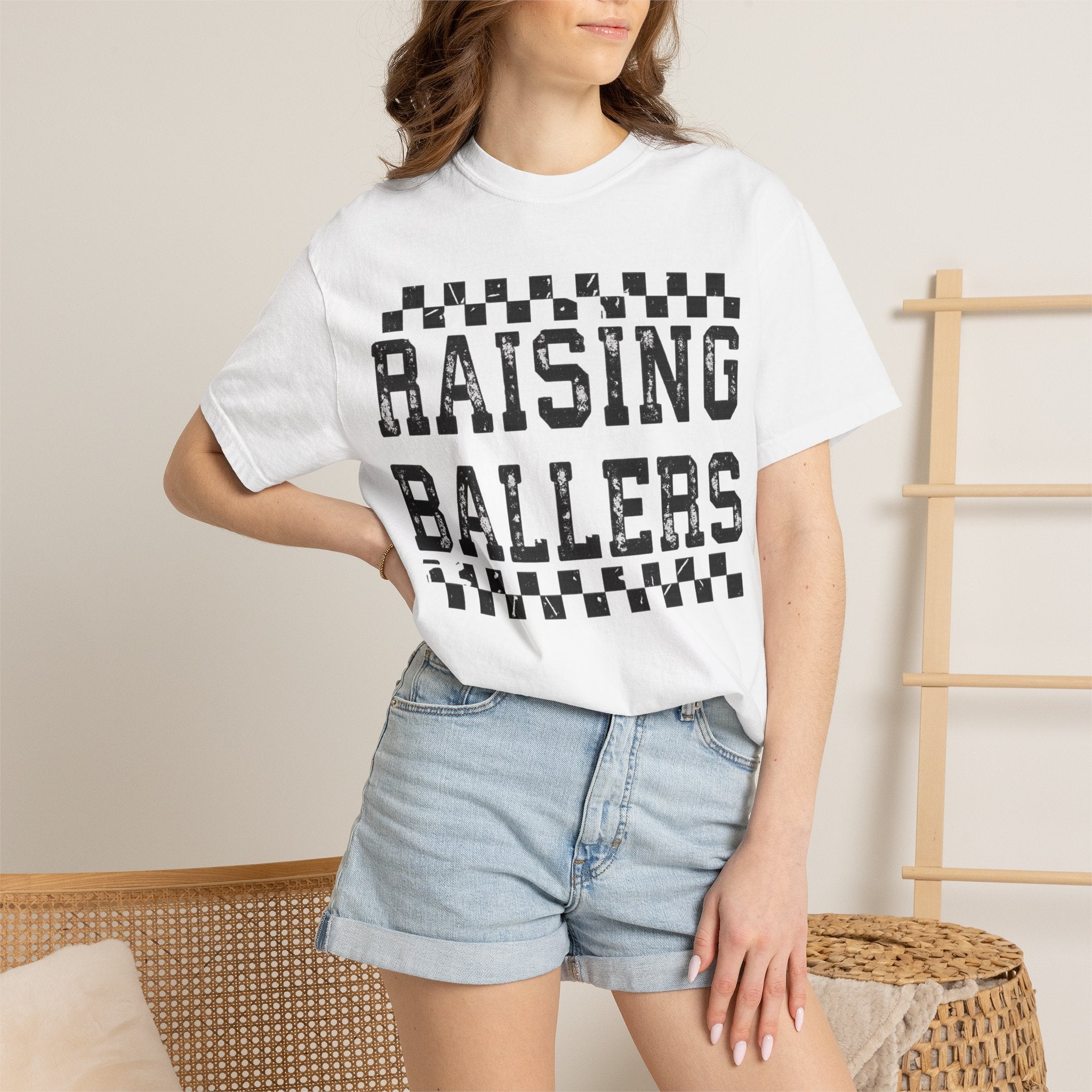 Raising Ballers T-Shirt — Vintage Checkerboard Kids Basketball Parent Tee