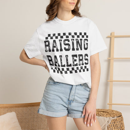 Raising Ballers T-Shirt — Vintage Checkerboard Kids Basketball Parent Tee
