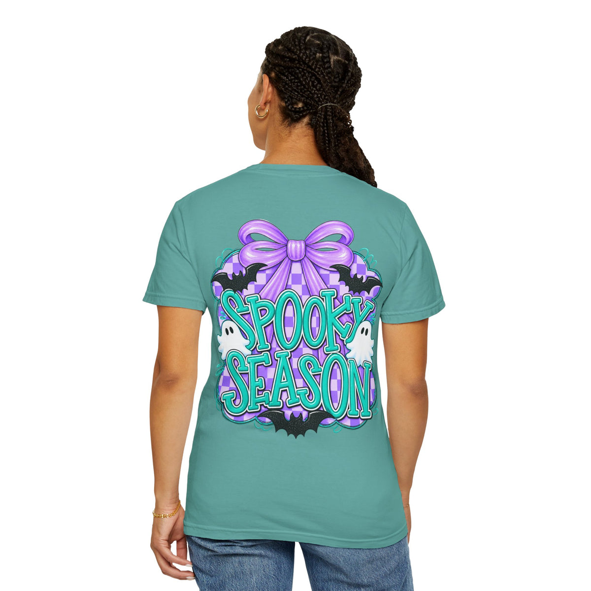 Spooky Season T-Shirt — Cute Purple Bow Ghosts Halloween Tee