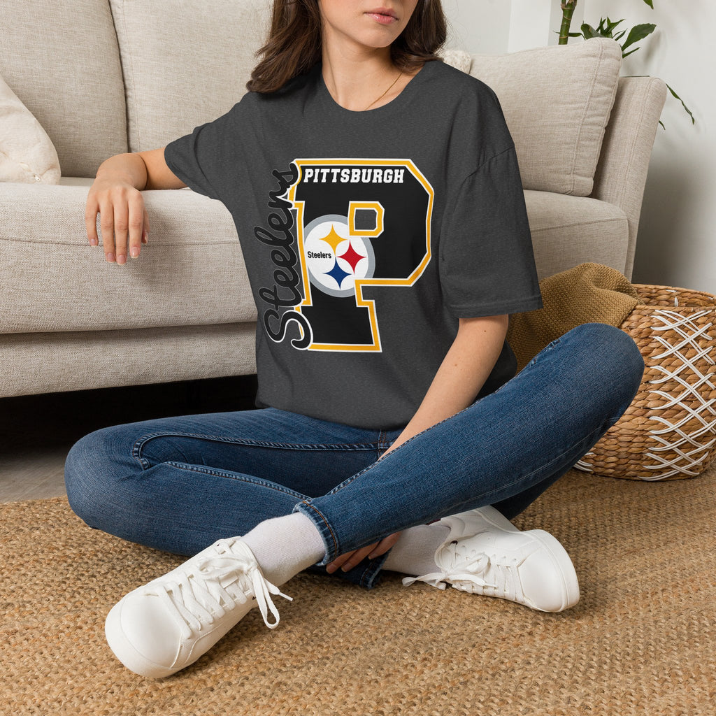 Pittsburgh Steelers P Letter T-Shirt – Retro Team Logo Tee