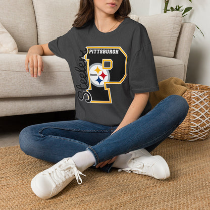 Pittsburgh Steelers P Letter T-Shirt – Retro Team Logo Tee