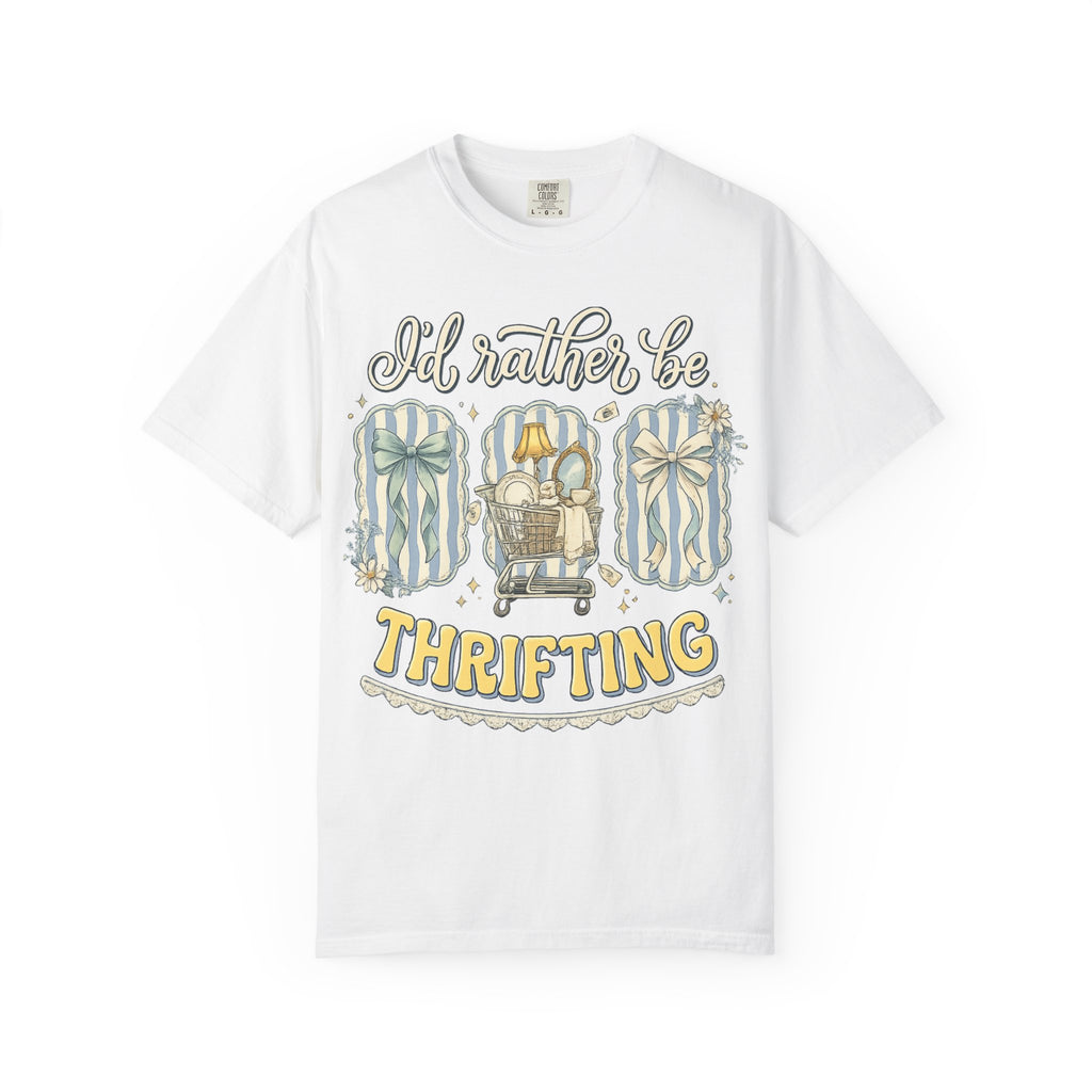 I'd Rather Be Thrifting T-Shirt — Vintage Cart Carton Graphic Tee for Thrift Lovers