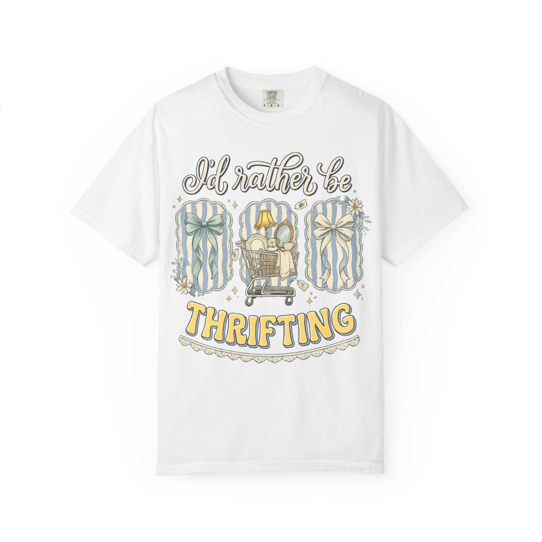 I'd Rather Be Thrifting T-Shirt — Vintage Cart Carton Graphic Tee for Thrift Lovers