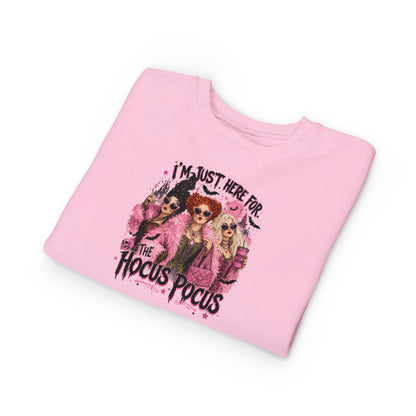 Toddler Sweatshirt — "I'm Just Here for the Hocus Pocus" Halloween Kids Pullover