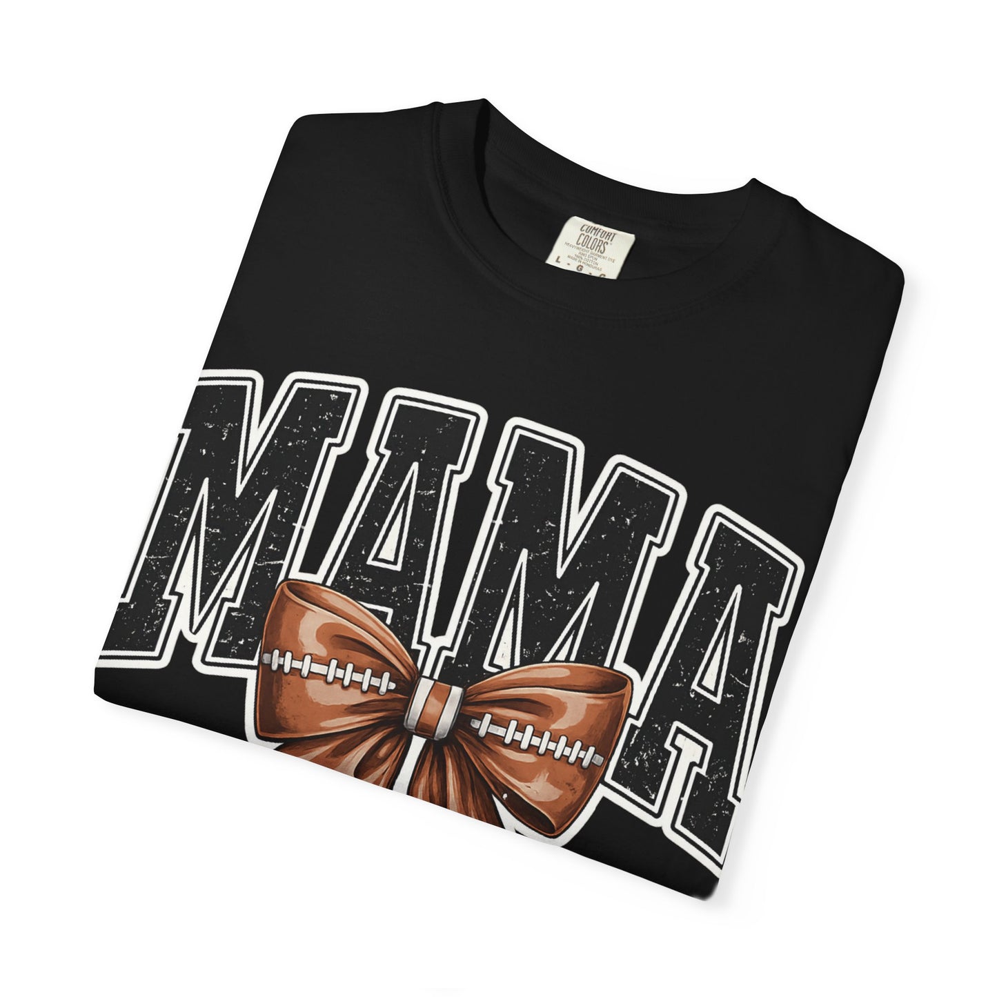 Mama Football Bow T-Shirt — Cute Mom Tailgate Tee for Game Day