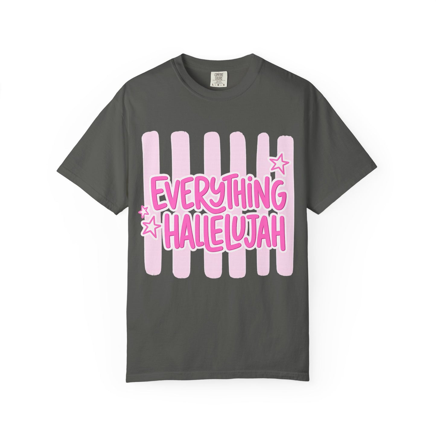 Everything Hallelujah T-Shirt — Pink Retro Stripe Graphic Tee