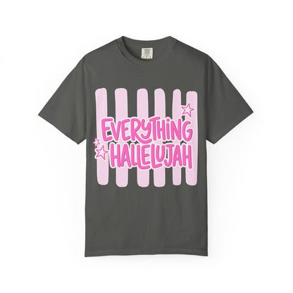 Everything Hallelujah T-Shirt — Pink Retro Stripe Graphic Tee