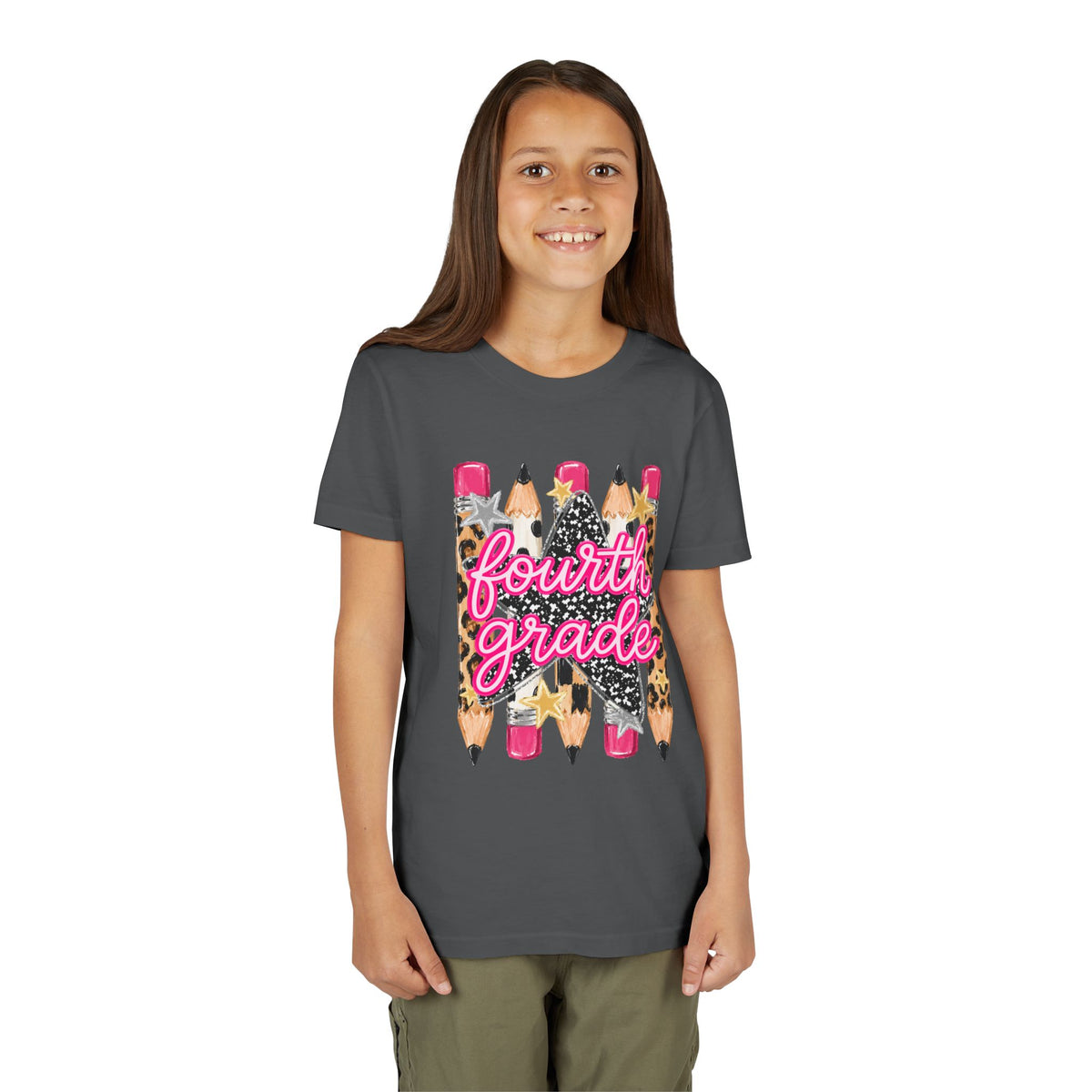 Fourth Grade Leopard Pencil Youth Tee