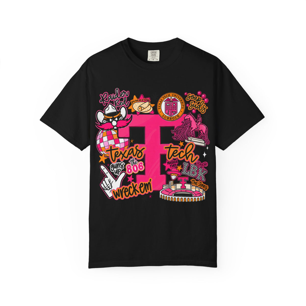 Texas Tech Collage T-Shirt — Red Raiders Icons & 'Wreck ’Em' Graphic