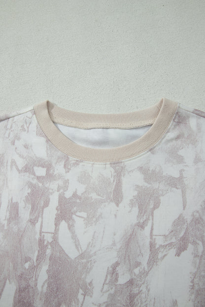 Gray Woodland Camo Print Raw Edge Cropped Top Skirt Set