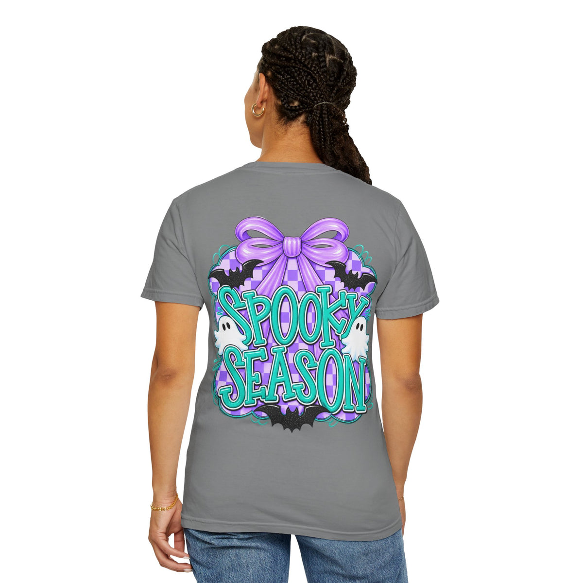 Spooky Season T-Shirt — Cute Purple Bow Ghosts Halloween Tee