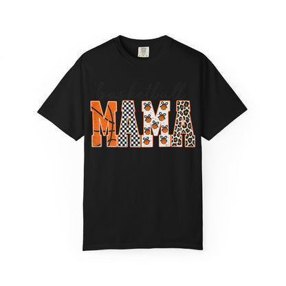 Basketball Mama T-Shirt — Leopard & Orange Pattern Mom Tee