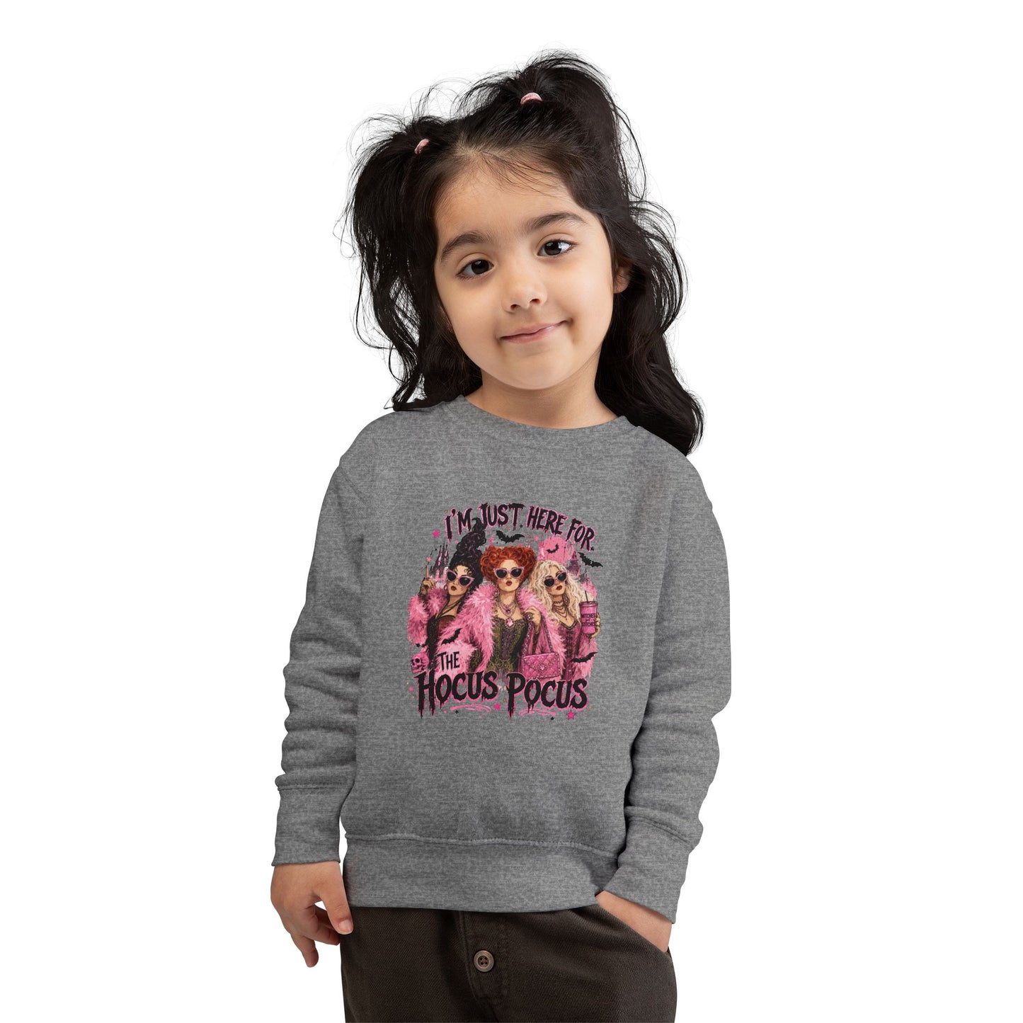 Toddler Sweatshirt — "I'm Just Here for the Hocus Pocus" Halloween Kids Pullover