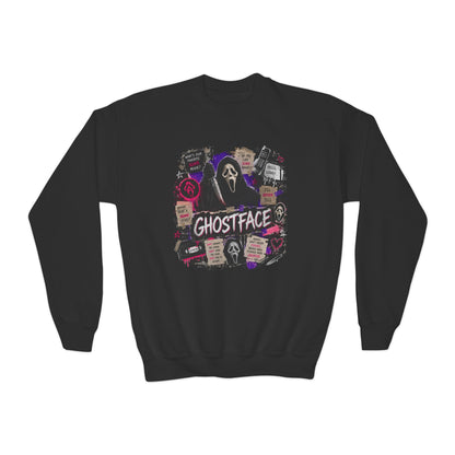 Ghostface Youth Crewneck Sweatshirt — Halloween Horror Graphic Pullover