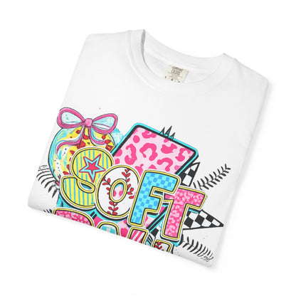 Softball Graphic T-Shirt — Colorful 'Softball' Pop Art Design