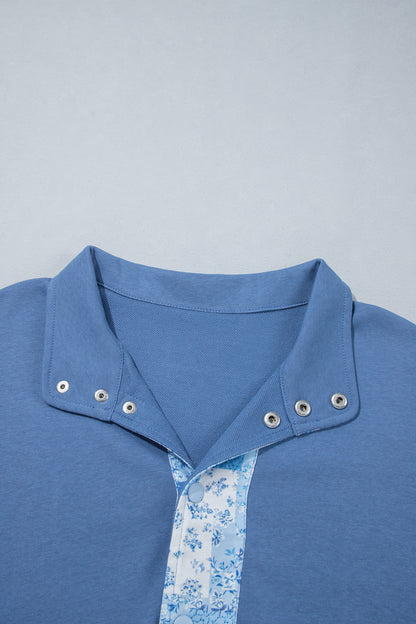 Blue Floral Patchwork Plus Size Set